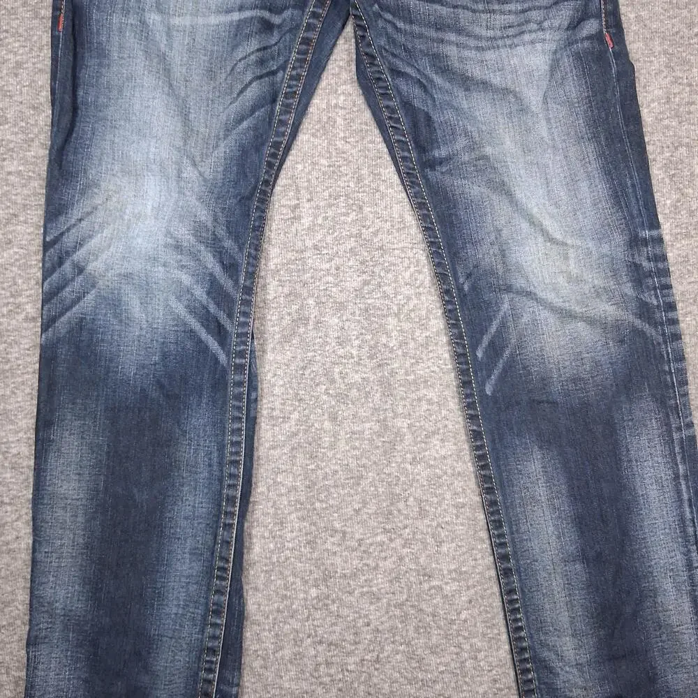 True Religion Section Slim Jeans Mens 34x33 Blue Slim Straight Flap Pockets
